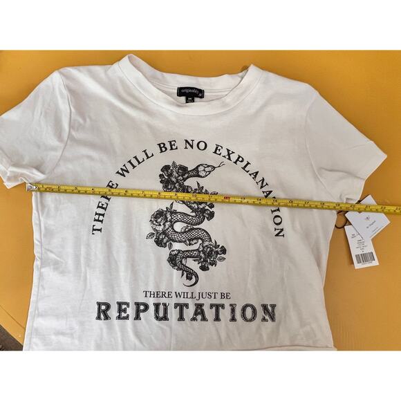 New Originality Reputation Tour Graphic Tee Shirt White Cropped - Picture 6 of 8